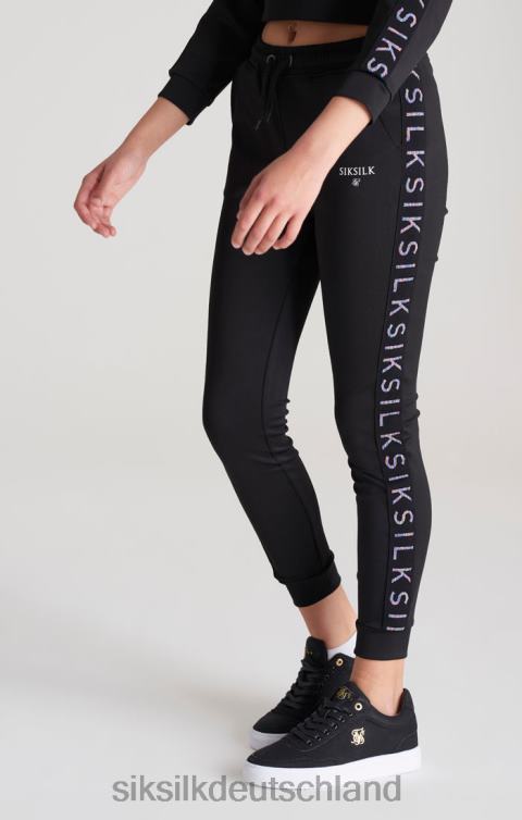 SikSilk Schwarze Trainingshose mit Klebeband Mädchen 680DH349 Bekleidung