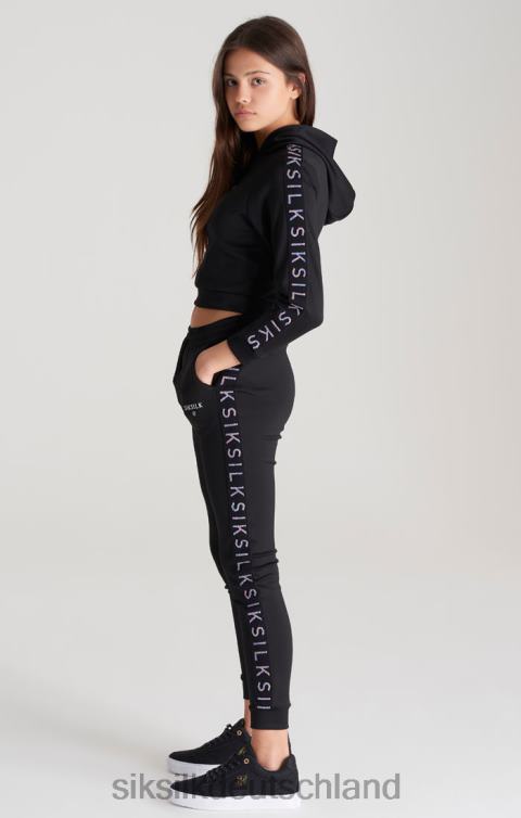 SikSilk Schwarze Trainingshose mit Klebeband Mädchen 680DH349 Bekleidung