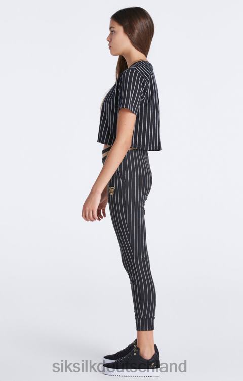 SikSilk Schwarze Jogginghose mit Baseballstreifen Mädchen 680DH348 Bekleidung