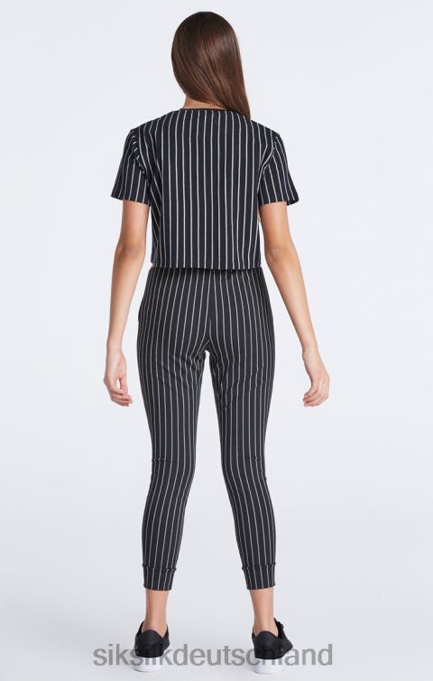 SikSilk Schwarze Jogginghose mit Baseballstreifen Mädchen 680DH348 Bekleidung