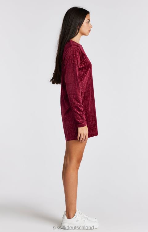 SikSilk Langärmliges T-Shirt-Kleid aus rosa Velours Mädchen 680DH345 Bekleidung