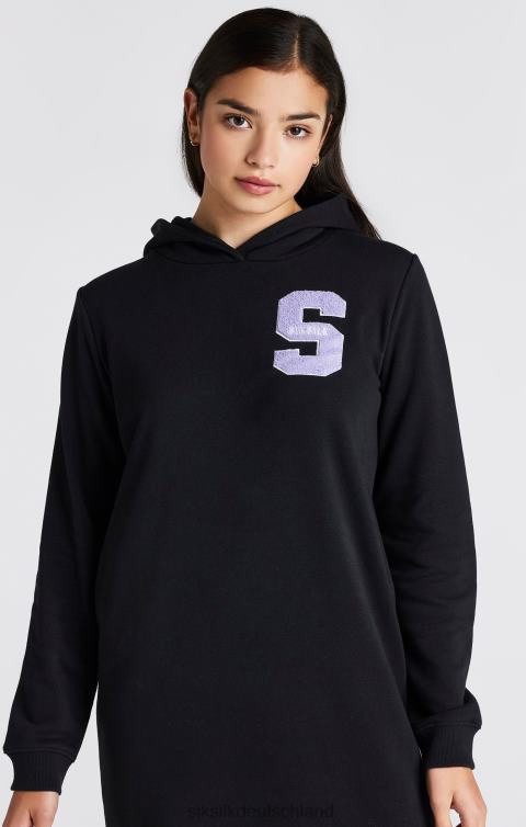 SikSilk Schwarzes Kapuzenkleid mit College-Logo Mädchen 680DH344 Bekleidung
