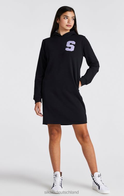 SikSilk Schwarzes Kapuzenkleid mit College-Logo Mädchen 680DH344 Bekleidung
