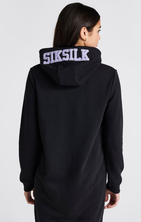 SikSilk Schwarzes Kapuzenkleid mit College-Logo Mädchen 680DH344 Bekleidung