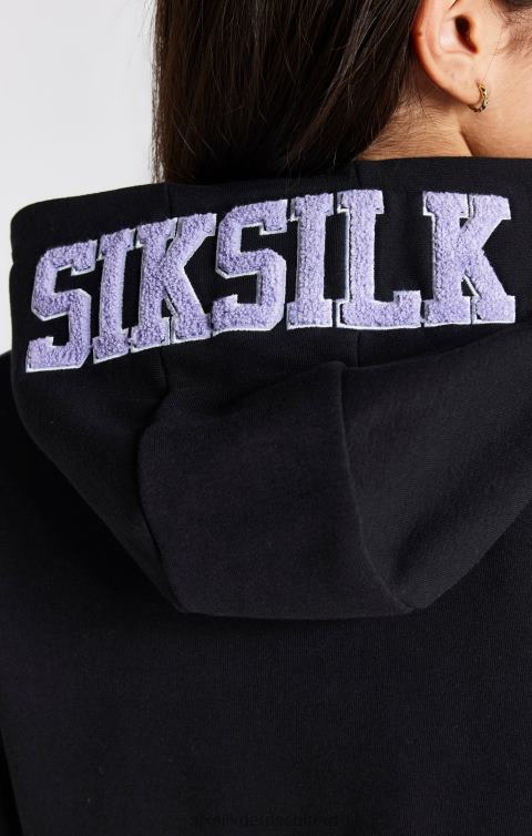 SikSilk Schwarzes Kapuzenkleid mit College-Logo Mädchen 680DH344 Bekleidung