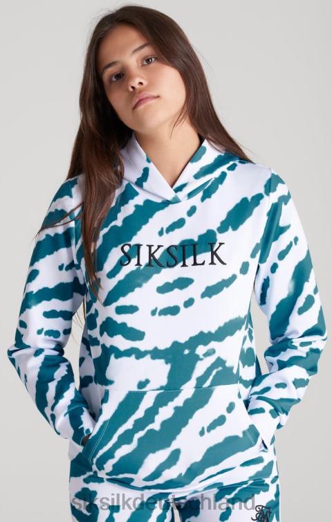 SikSilk Weißer Kapuzenpullover mit Batikmuster Mädchen 680DH339 Bekleidung