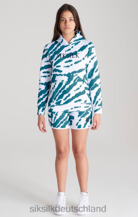 SikSilk Weißer Kapuzenpullover mit Batikmuster Mädchen 680DH339 Bekleidung