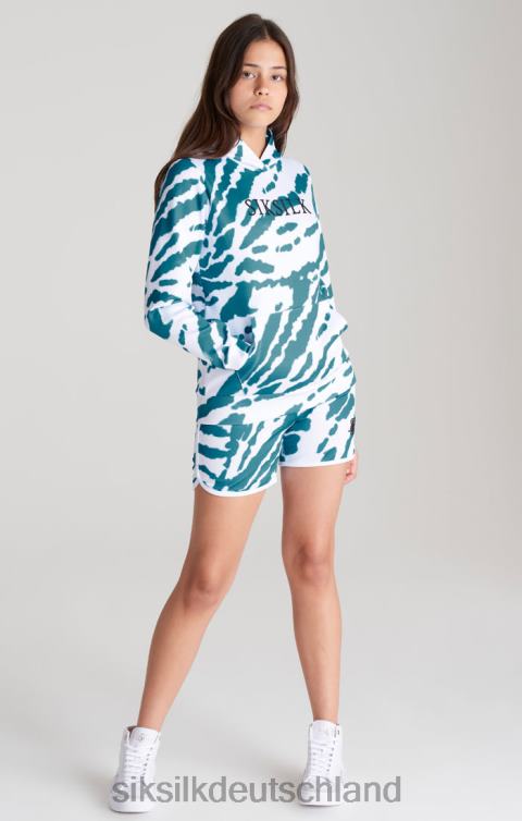 SikSilk Weißer Kapuzenpullover mit Batikmuster Mädchen 680DH339 Bekleidung