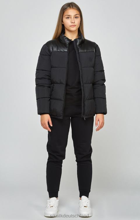 SikSilk Schwarze Jacke mit durchgehendem Reißverschluss und Luftpolsterfolie Mädchen 680DH340 Bekleidung