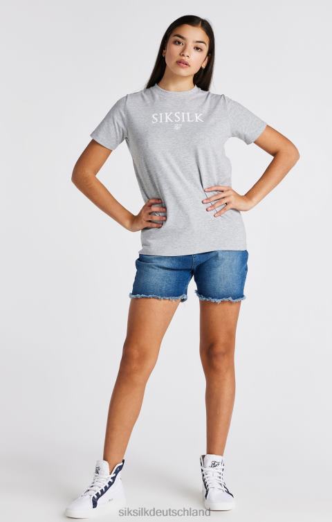 SikSilk Grau meliertes T-Shirt mit Logo Mädchen 680DH318 Bekleidung