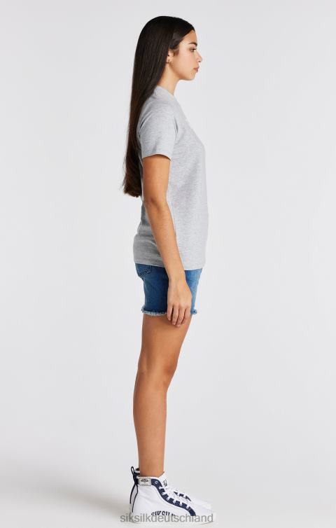 SikSilk Grau meliertes T-Shirt mit Logo Mädchen 680DH318 Bekleidung