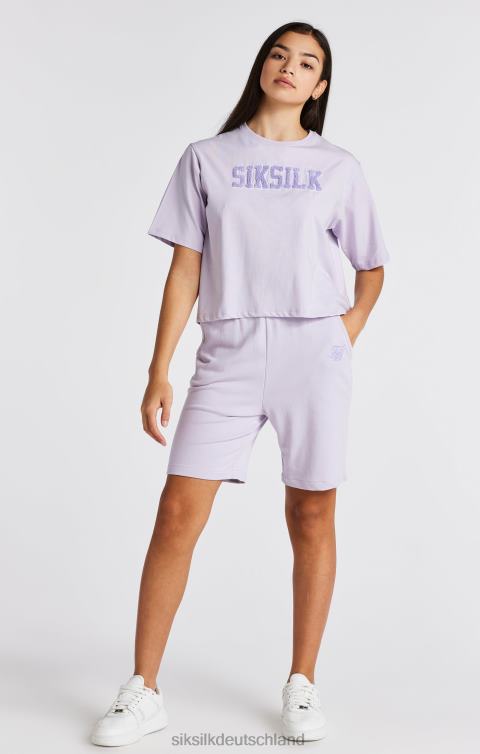 SikSilk Lilafarbenes Crop-T-Shirt mit College-Logo Mädchen 680DH327 Bekleidung