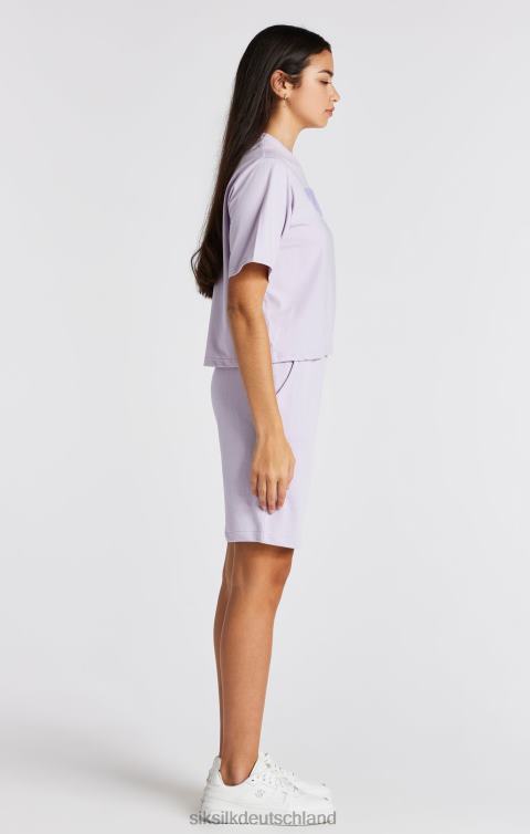 SikSilk Lilafarbenes Crop-T-Shirt mit College-Logo Mädchen 680DH327 Bekleidung