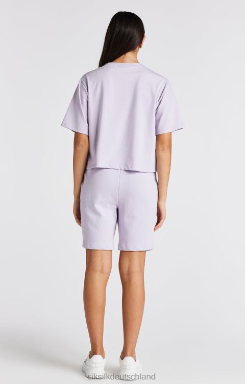 SikSilk Lilafarbenes Crop-T-Shirt mit College-Logo Mädchen 680DH327 Bekleidung