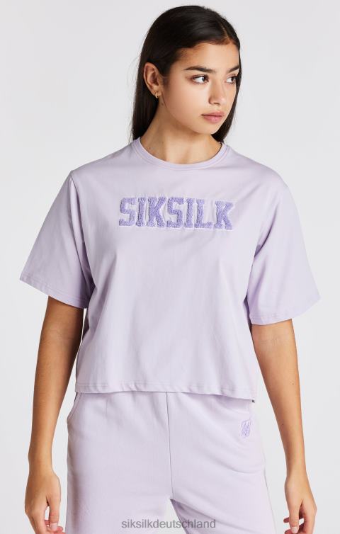SikSilk Lilafarbenes Crop-T-Shirt mit College-Logo Mädchen 680DH327 Bekleidung