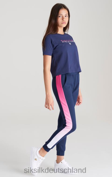 SikSilk Marineblaues, kurz geschnittenes T-Shirt mit verblasstem Logo Mädchen 680DH325 Bekleidung