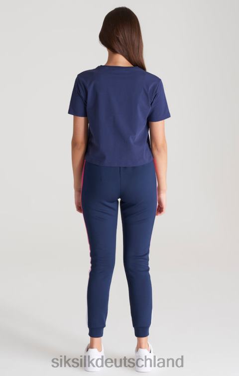 SikSilk Marineblaues, kurz geschnittenes T-Shirt mit verblasstem Logo Mädchen 680DH325 Bekleidung