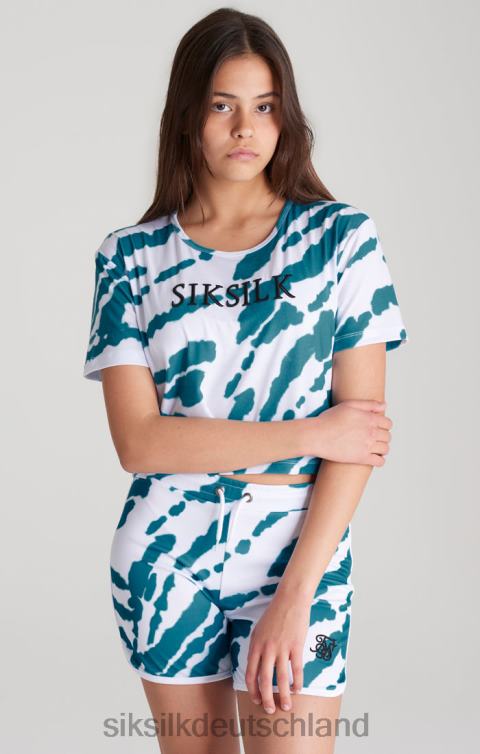 SikSilk Weißes, kurz geschnittenes T-Shirt mit Batikmuster Mädchen 680DH323 Bekleidung