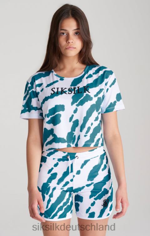 SikSilk Weißes, kurz geschnittenes T-Shirt mit Batikmuster Mädchen 680DH323 Bekleidung