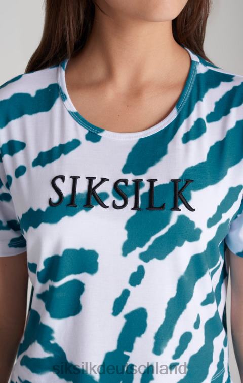 SikSilk Weißes, kurz geschnittenes T-Shirt mit Batikmuster Mädchen 680DH323 Bekleidung