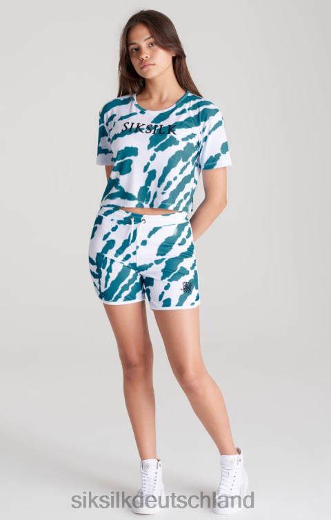 SikSilk Weißes, kurz geschnittenes T-Shirt mit Batikmuster Mädchen 680DH323 Bekleidung