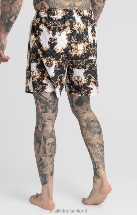 SikSilk Schwarz-weiße venezianische Badeshorts Männer 680DH615 Bekleidung