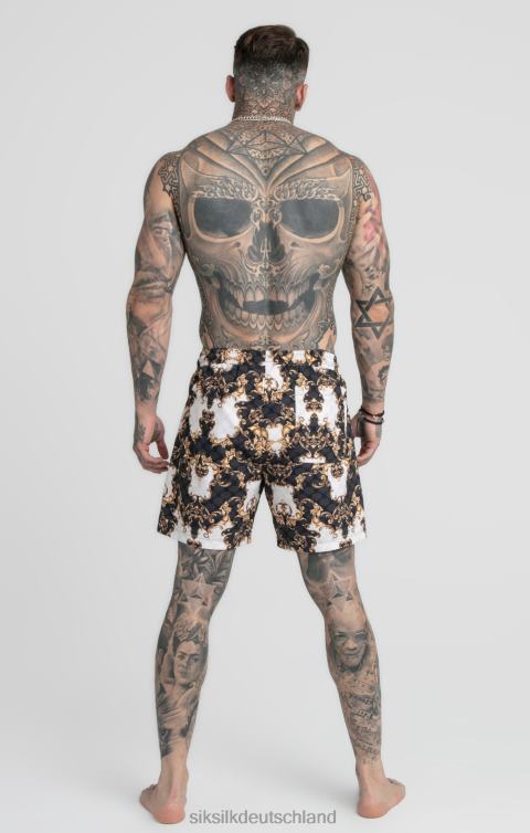 SikSilk Schwarz-weiße venezianische Badeshorts Männer 680DH615 Bekleidung