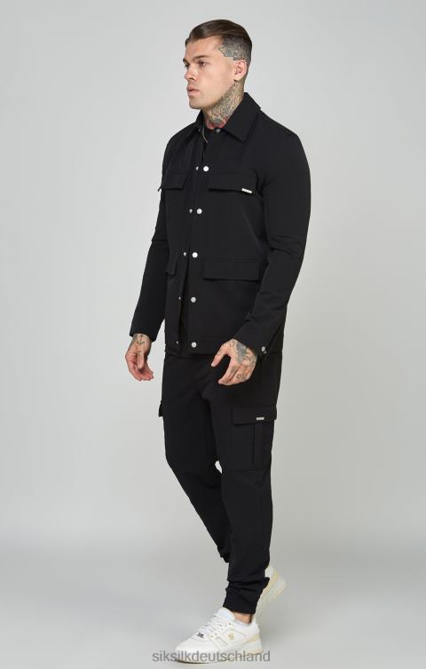 SikSilk Schwarze Utility-Cargo-Jogginghose Männer 680DH509 Bekleidung