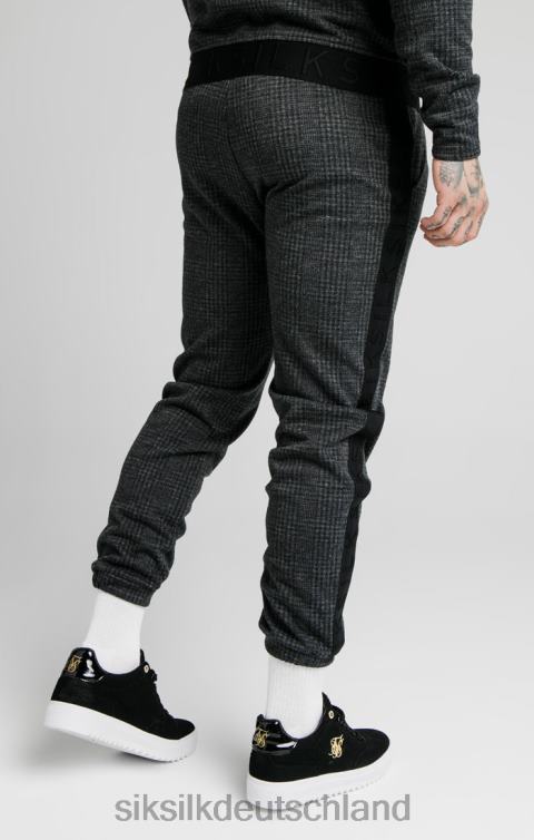 SikSilk Ton-in-Ton karierte Hose mit Bündchen – Grau Männer 680DH526 Bekleidung