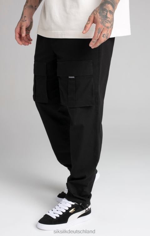SikSilk schwarze Ripstop-Cargohose Männer 680DH512 Bekleidung