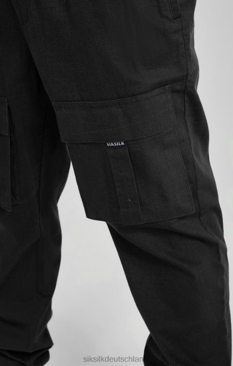 SikSilk schwarze Ripstop-Cargohose Männer 680DH512 Bekleidung