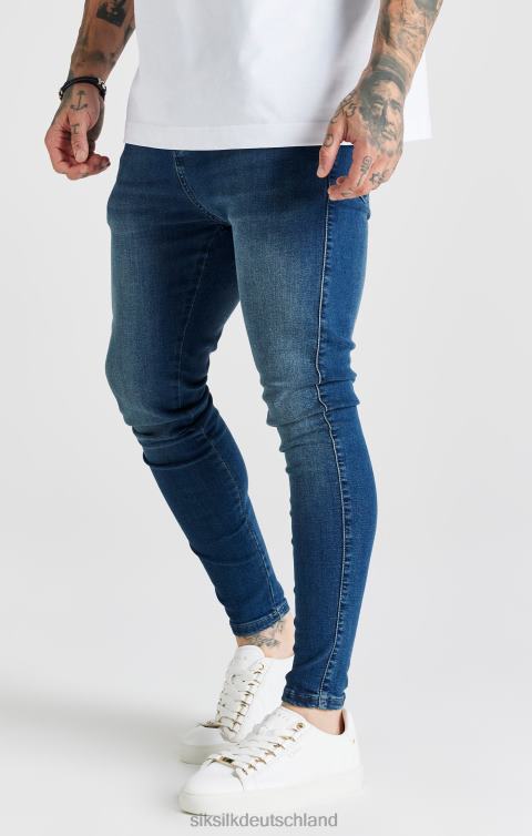 SikSilk Blau gewaschene, essentielle Röhrenjeans Männer 680DH556 Bekleidung