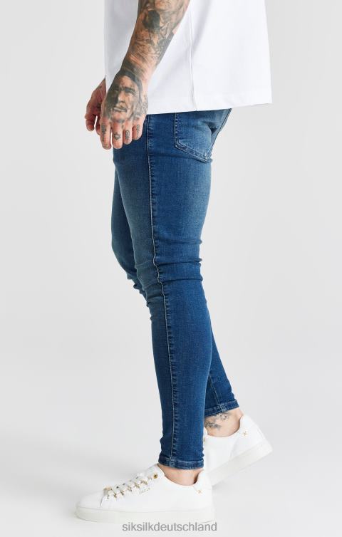 SikSilk Blau gewaschene, essentielle Röhrenjeans Männer 680DH556 Bekleidung