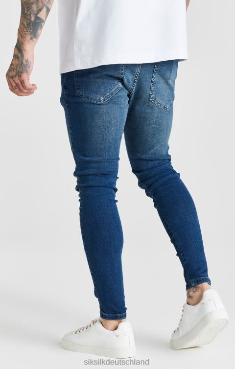 SikSilk Blau gewaschene, essentielle Röhrenjeans Männer 680DH556 Bekleidung