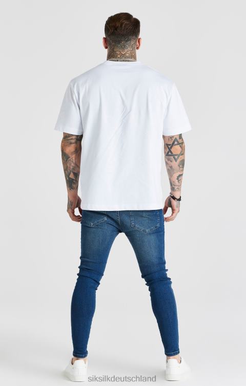 SikSilk Blau gewaschene, essentielle Röhrenjeans Männer 680DH556 Bekleidung