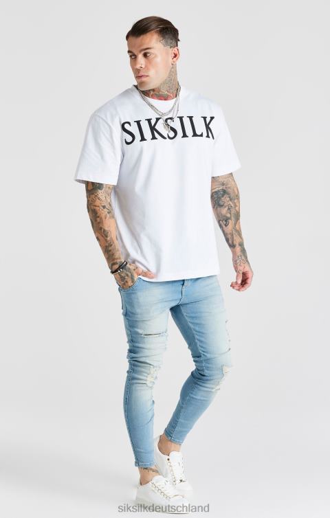 SikSilk Blau gewaschene, essentielle Skinny-Jeans im Distressed-Look Männer 680DH551 Bekleidung