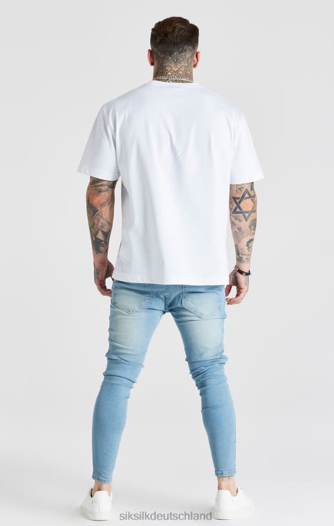 SikSilk Blau gewaschene, essentielle Skinny-Jeans im Distressed-Look Männer 680DH551 Bekleidung