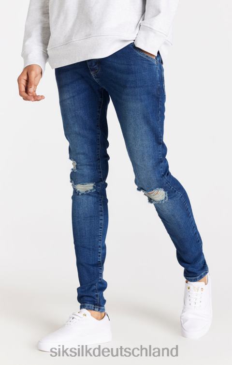 SikSilk Blaue Distressed-Slim-Fit-Jeans Männer 680DH563 Bekleidung