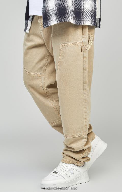 SikSilk Ecrufarbener Carpenter-Denim mit gerader Passform Männer 680DH555 Bekleidung
