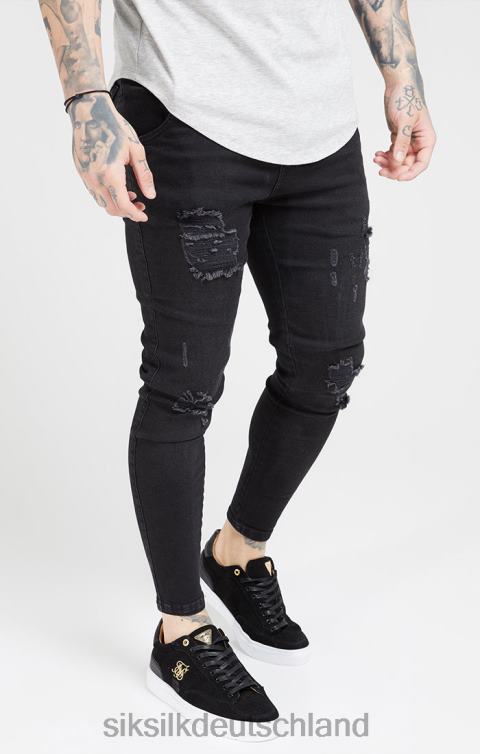 SikSilk Schwarz gewaschene, essentielle Skinny-Jeans im Distressed-Look Männer 680DH554 Bekleidung