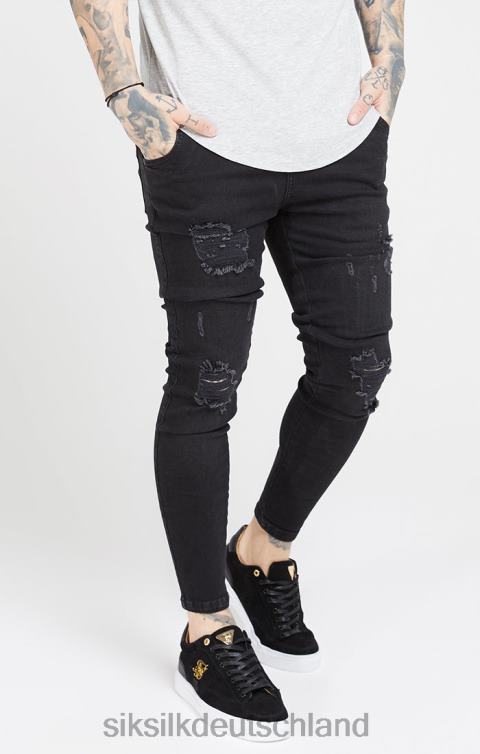 SikSilk Schwarz gewaschene, essentielle Skinny-Jeans im Distressed-Look Männer 680DH554 Bekleidung
