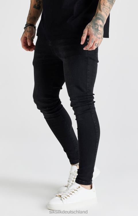 SikSilk Schwarze, gewaschene, essentielle Röhrenjeans Männer 680DH557 Bekleidung