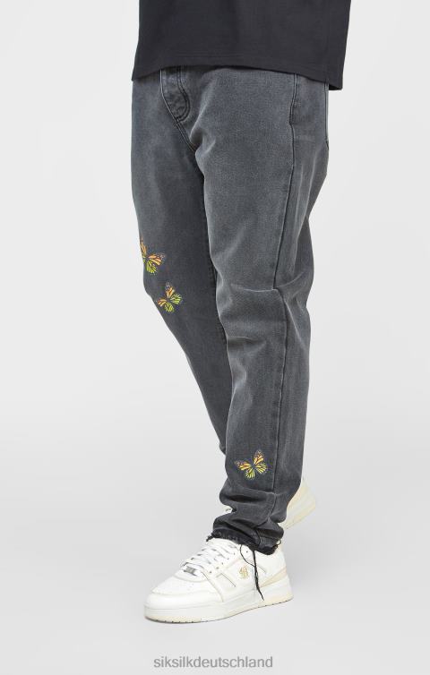 SikSilk Schwarzer Butterfly-Denim mit gerader Passform Männer 680DH562 Bekleidung