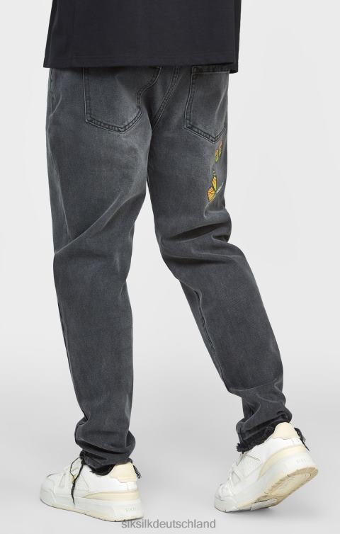 SikSilk Schwarzer Butterfly-Denim mit gerader Passform Männer 680DH562 Bekleidung