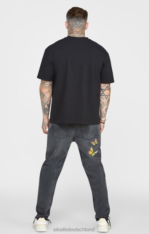 SikSilk Schwarzer Butterfly-Denim mit gerader Passform Männer 680DH562 Bekleidung
