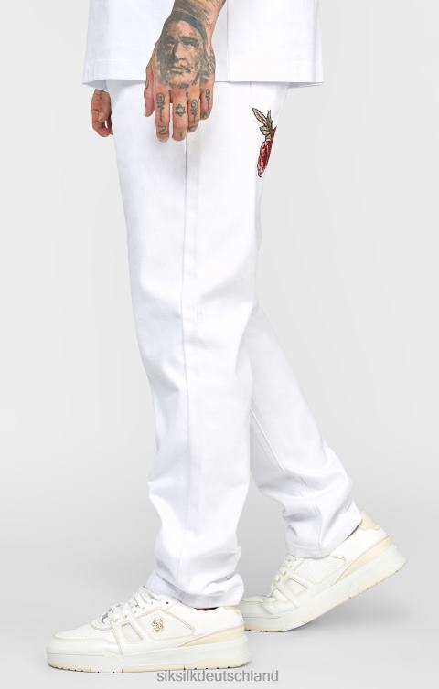 SikSilk Weißer, rosafarbener, gerade geschnittener Denim Männer 680DH550 Bekleidung