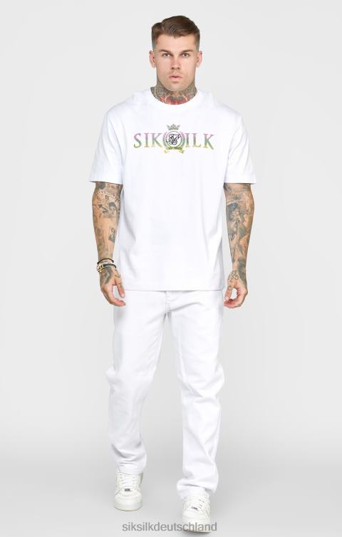 SikSilk Weißer, rosafarbener, gerade geschnittener Denim Männer 680DH550 Bekleidung