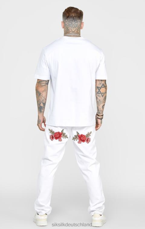 SikSilk Weißer, rosafarbener, gerade geschnittener Denim Männer 680DH550 Bekleidung