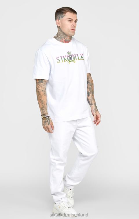 SikSilk Weißer, rosafarbener, gerade geschnittener Denim Männer 680DH550 Bekleidung