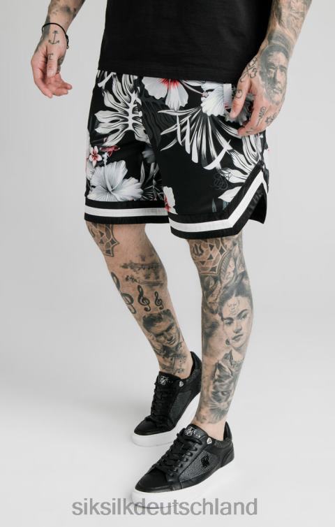 SikSilk Basketball-Shorts mit Blumenmuster – Schwarz Männer 680DH591 Bekleidung